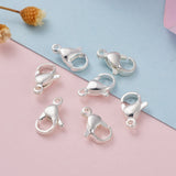 304 Stainless Steel Lobster Claw Clasps, Parrot Trigger Clasps, Silver Color Plated, 12x7x3.5mm, Hole: 1.4mm, 100pc/Set