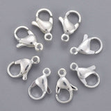 304 Stainless Steel Lobster Claw Clasps, Parrot Trigger Clasps, Silver Color Plated, 12x7x3.5mm, Hole: 1.4mm, 100pc/Set