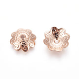 304 Stainless Steel Bead Caps, Flower, Multi-Petal, Rose Gold, 11x3mm, Hole: 1.4mm, 10pc/Set