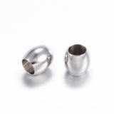 202 Stainless Steel Beads, Barrel, Stainless Steel Color, 6x6mm, Hole: 4mm, 100pcs/Set