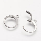 304 Stainless Steel Leverback Earring Findings, with Loop, Stainless Steel Color, 14.5x12x2mm, Hole: 1mm, pin: 0.5x0.7mm, 20pc/Set