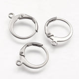 304 Stainless Steel Leverback Earring Findings, with Loop, Stainless Steel Color, 14.5x12x2mm, Hole: 1mm, pin: 0.5x0.7mm, 20pc/Set