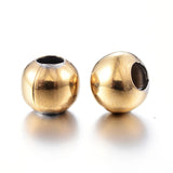 Hollow Round Ion Plating(IP) 304 Stainless Steel Beads, Golden, 4mm, Hole: 1.5mm, 1000pc/Set