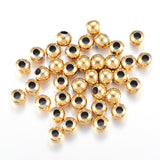 Hollow Round Ion Plating(IP) 304 Stainless Steel Beads, Golden, 4mm, Hole: 1.5mm, 1000pc/Set