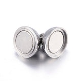 Tarnish Resistant 304 Stainless Steel Magnetic Clasps with Loops, Round, Stainless Steel Color, 15x10mm, Hole: 1mm, 10Set/Set