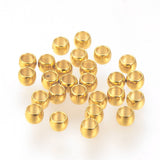 316 Surgical Stainless Steel Crimp Beads, Rondelle, Real 24K Gold Plated, 2x1.5mm, Hole: 1mm, 500pc/Set