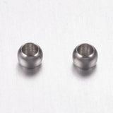 316 Surgical Stainless Steel Crimp Beads, Rondelle, Stainless Steel Color, 2x1.5mm, Hole: 1mm, 500pcs/Set