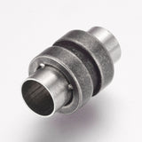 304 Stainless Steel Magnetic Clasps with Glue-in Ends, Column, Gunmetal, 16x10mm, Hole: 6mm, 10Set/Set