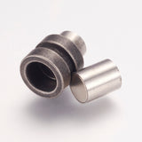 304 Stainless Steel Magnetic Clasps with Glue-in Ends, Column, Gunmetal, 16x10mm, Hole: 6mm, 10Set/Set