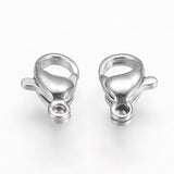 304 Stainless Steel Lobster Claw Clasps, Stainless Steel Color, 10x6x3mm, Hole: 1mm, 20pcs/Set