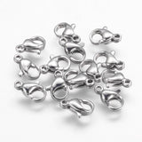 304 Stainless Steel Lobster Claw Clasps, Stainless Steel Color, 10x6x3mm, Hole: 1mm, 20pcs/Set