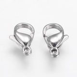 Tarnish Resistant 304 Stainless Steel Lobster Claw Clasps, Stainless Steel Color, 12x7x3.5mm, Hole: 1mm, 20pc/Set