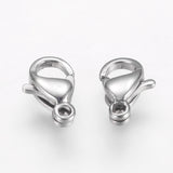 Tarnish Resistant 304 Stainless Steel Lobster Claw Clasps, Stainless Steel Color, 9x6x3mm, Hole: 1mm, 20pc/Set