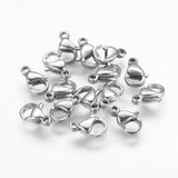 Tarnish Resistant 304 Stainless Steel Lobster Claw Clasps, Stainless Steel Color, 9x6x3mm, Hole: 1mm, 20pc/Set