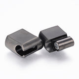 304 Stainless Steel Magnetic Clasps with Glue-in Ends, Rectangle, Drawbench, Gunmetal, 23.5x13x8mm, Hole: 6x11.5mm, 10Set/Set