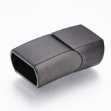 304 Stainless Steel Magnetic Clasps with Glue-in Ends, Rectangle, Drawbench, Gunmetal, 23.5x13x8mm, Hole: 6x11.5mm, 10Set/Set