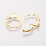 304 Stainless Steel Leverback Earring Findings, with Loop, Real 18K Gold Plated, 14.5x12x2mm, Hole: 1.2mm, 100pc/Set