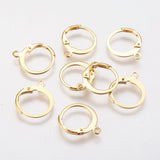 304 Stainless Steel Leverback Earring Findings, with Loop, Real 18K Gold Plated, 14.5x12x2mm, Hole: 1.2mm, 100pc/Set