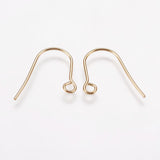 304 Stainless Steel Earring Hooks, Ear Wire, with Horizontal Loop, Light Gold, 14x12x0.7mm, Hole: 2mm, 200pc/Set