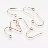 304 Stainless Steel Earring Hooks, Ear Wire, with Horizontal Loop, Light Gold, 14x12x0.7mm, Hole: 2mm, 200pc/Set