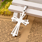 304 Stainless Steel Pendants,  Cross, Stainless Steel Color, 39x25x2mm, Hole: 4x6mm