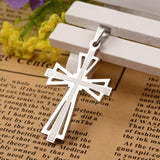 304 Stainless Steel Pendants,  Cross, Stainless Steel Color, 39x25x2mm, Hole: 4x6mm