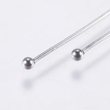 Tarnish Resistant 304 Stainless Steel Ball Head Pins, Stainless Steel Color, 50x0.7mm, 21 Gauge, Head: 2mm, 500pc/Set