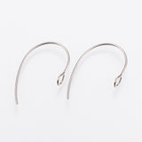 Tarnish Resistant 304 Stainless Steel Earring Hooks, Ear Wire, with Vertical Loop, Stainless Steel Color, 25x14x4mm, Hole: 3mm, 21 Gauge, Pin: 0.7mm, 200pc/Set