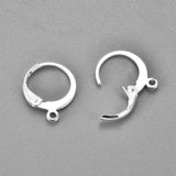 304 Stainless Steel Leverback Earring Findings, with Loop, 925 Sterling Silver Plated, 14x12x2mm, Hole: 1.2mm, Pin: 0.6x1mm, 100pc/Set