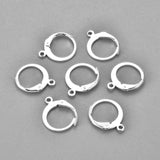 304 Stainless Steel Leverback Earring Findings, with Loop, 925 Sterling Silver Plated, 14x12x2mm, Hole: 1.2mm, Pin: 0.6x1mm, 100pc/Set