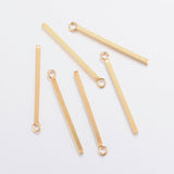 304 Stainless Steel Pendants, Rectangle/Bar, Real 24K Gold Plated, 18x1.5x1.5mm, Hole: 2mm, 100pc/Set