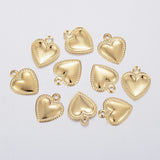 304 Stainless Steel Charms, Puffed Heart, Real 18k Gold Plated, 10x8x0.8mm, Hole: 1mm, 100pcs/Set