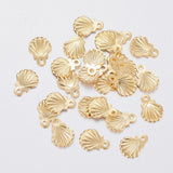 304 Stainless Steel Charms, Shell, Real 18K Gold Plated, 7.5x5.5x0.8mm, Hole: 0.8mm, 100pcs/Set