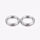 Tarnish Resistant 304 Stainless Steel Jump Rings, Open Jump Rings, Stainless Steel Color, 12 Gauge, 14x2mm, Inner Diameter: 10mm, 200pc/Set