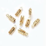 304 Stainless Steel Folding Crimp Ends, Fold Over Crimp Cord Ends, Golden, 10x3x2.5mm, Hole: 1mm, Inner Diameter: 2x2.5mm, 200pc/Set