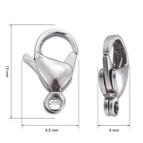 Tarnish Resistant 304 Stainless Steel Lobster Claw Clasps, Parrot Trigger Clasps, Stainless Steel Color, 15x9.5x4mm, Hole: 1.6mm, 200pc/Set