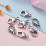 Tarnish Resistant 304 Stainless Steel Lobster Claw Clasps, Parrot Trigger Clasps, Stainless Steel Color, 15x9.5x4mm, Hole: 1.6mm, 200pc/Set