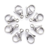 Tarnish Resistant 304 Stainless Steel Lobster Claw Clasps, Parrot Trigger Clasps, Stainless Steel Color, 15x9.5x4mm, Hole: 1.6mm, 200pc/Set