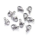 Tarnish Resistant 304 Stainless Steel Lobster Claw Clasps, Parrot Trigger Clasps, Stainless Steel Color, 9x6x3mm, Hole: 1mm, 200pc/Set