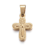 304 Stainless Steel Pendants, Cross, Golden, 19x13x3mm, Hole: 5x7mm, 10pc/Set