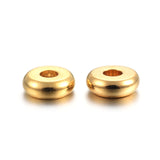 304 Stainless Steel Spacer Beads, Flat Round, Real 18k Gold Plated, 4x1.2mm, Hole: 1.2mm, 200pc/Set