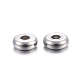 304 Stainless Steel Spacer Beads, Flat Round, Stainless Steel Color, 4x1.2mm, Hole: 1.2mm, 200pcs/Set