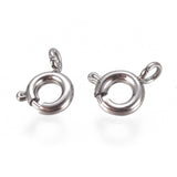 304 Stainless Steel Spring Ring Clasps, Stainless Steel Color, 5x1.5mm, Hole: 1.5mm, 5pcs/Set