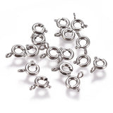 304 Stainless Steel Spring Ring Clasps, Stainless Steel Color, 5x1.5mm, Hole: 1.5mm, 5pcs/Set