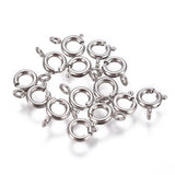 Non-Tarnish 304 Stainless Steel Spring Ring Clasps, Stainless Steel Color, 6x1.6mm, Hole: 1.6mm, 5pc/Set