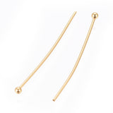 304 Stainless Steel Ball Head Pins, Real 24k Gold Plated, 30~30.5mm, Head: 1.9mm, Pin: 0.7mm(21 Gauge), about 300pcs/bag