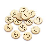 304 Stainless Steel Charms, Ion Plating (IP), Flat Round with Letter A~Z, Golden, 10x0.7~1.5mm, Hole:1mm, 26pc/Set