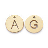 304 Stainless Steel Charms, Ion Plating (IP), Flat Round with Letter A~Z, Golden, 10x0.7~1.5mm, Hole:1mm, 26pc/Set