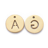 304 Stainless Steel Charms, Ion Plating (IP), Flat Round with Letter A~Z, Golden, 10x0.7~1.5mm, Hole:1mm, 26pc/Set