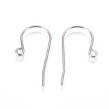 Tarnish Resistant 304 Stainless Steel Earring Hooks, with Horizontal Loop, Stainless Steel Color, 27.5x16.5x0.8mm, Hole: 1.8mm, 21 Gauge, Pin: 0.7mm, 200pc/Set